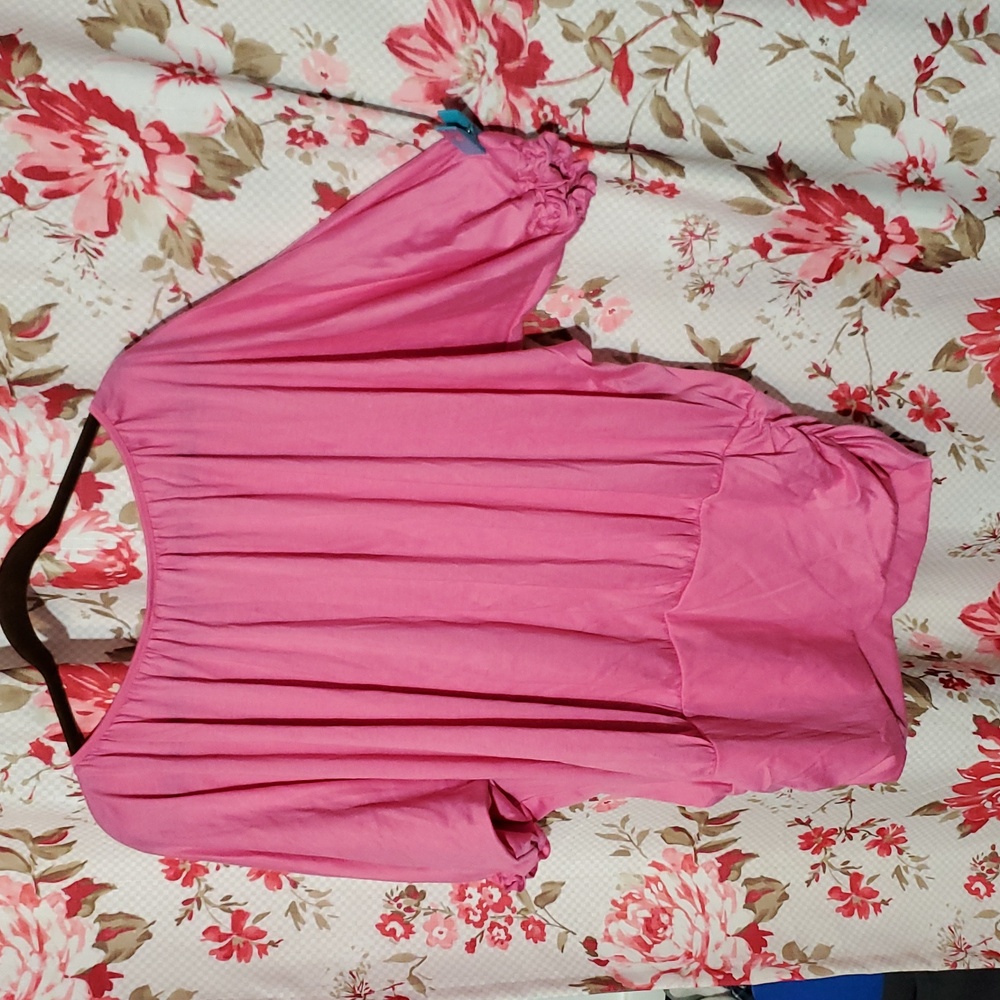 Caren Sport Pink Blouse with Gathered Sleeves 2X - Picture 4 of 4